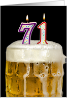 Polka Dot Candles for 71st Birthday in Beer Mug on Black card