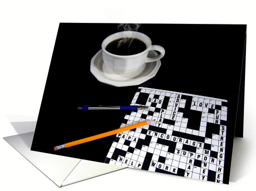 Father's Day - crossword puzzle with cup of coffee card (172129)