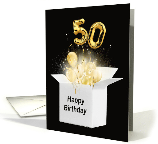 50th Birthday Gold Balloons and Stars Exploding Out of a... (1725160)