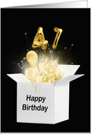 41st Birthday Gold Balloons and Stars Exploding Out of a White Box card