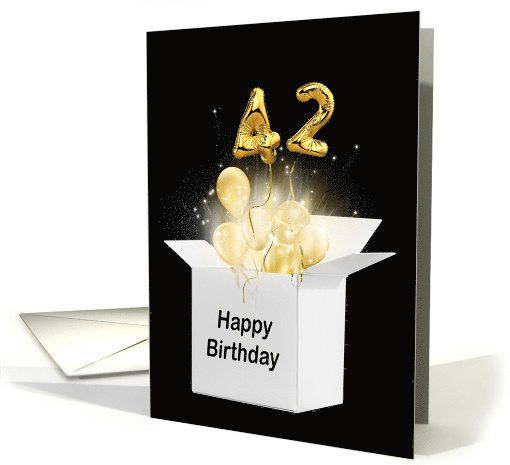 42nd Birthday Gold Balloons and Stars Exploding Out of a... (1755902)