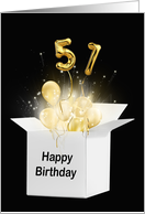 51st Birthday Gold Balloons and Stars Exploding Out of a White Box card