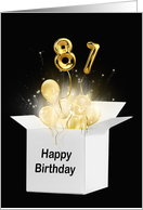 81st Birthday Gold Balloons and Stars Exploding Out of a White Box card