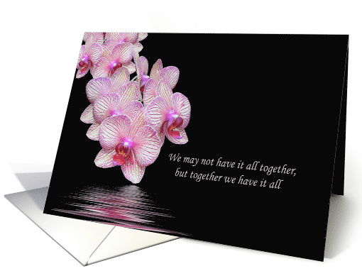 Anniversary for Spouse Orchids On Black With Water Reflection card