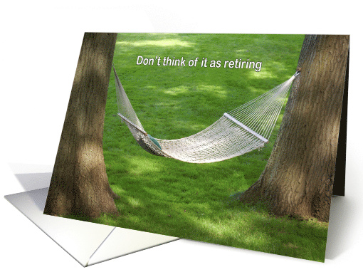 Retirement Hammock Tied Between Two Oak Trees card (190985)