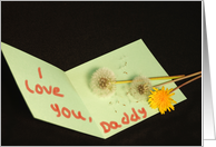 Child’s Handwritten Card With Dandelions For Father’s Day card