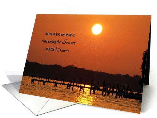 Inspirational-sun glowing over a lake with dock card (228376)
