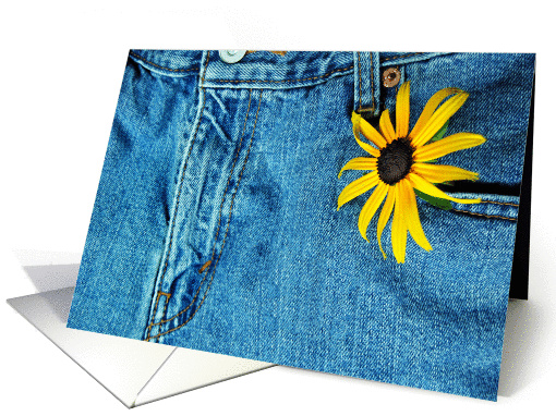 Birthday-Black-eyed Susan flower in blue jean pocket card (228655)
