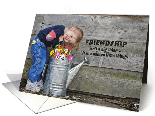 Birthday for Friend smiling little girl with watering can card