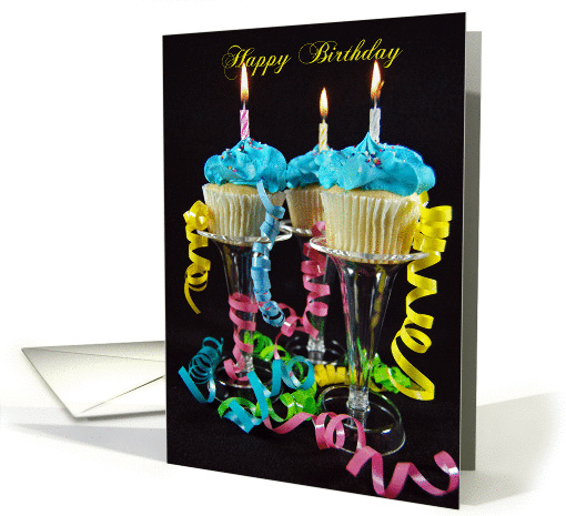 Birthday cupcakes with candles card (273811)