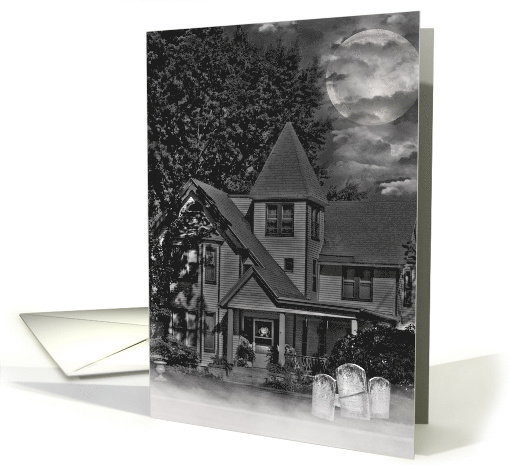 Old Halloween House With Tombstones In Mist card (277090)