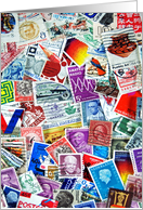 collection of old postage stamps card