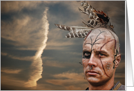 Native American male with sunset sky for blank card