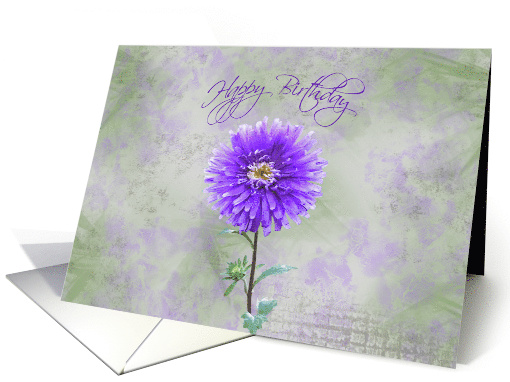Happy Birthday purple dahlia on watercolor background card (282487)