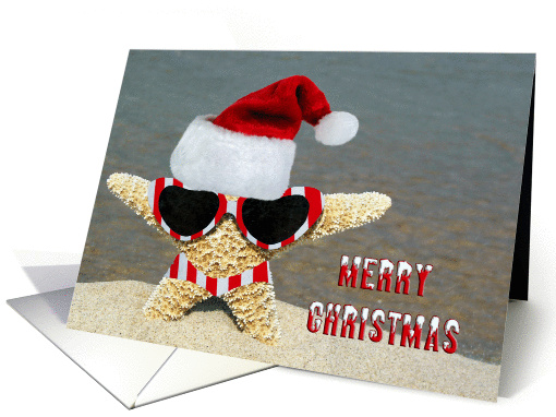 Christmas starfish with striped bikini and sunglasses on... (295330)