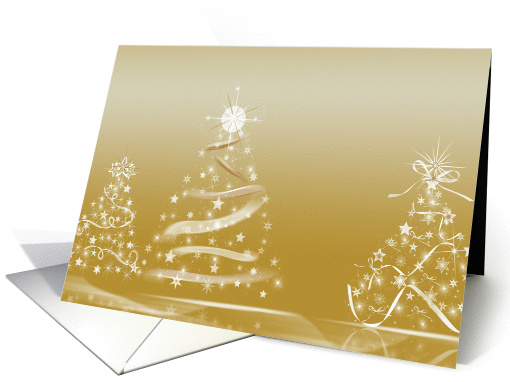 Christmas-gold and white Christmas trees with reflection card (298926)