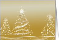 Christmas-gold and white Christmas trees with reflection card