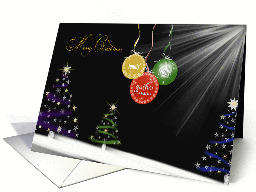 Christmas trees with holiday ornaments and stars card (309001)