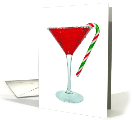 Christmas drink in red martini glass with candy cane card (315858)