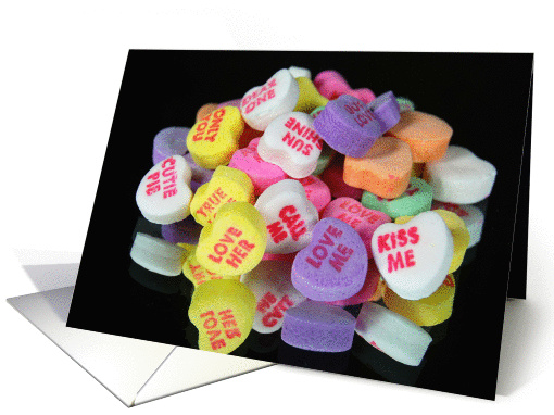 Valentine candy hearts on mirror card (327180)