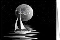 70th birthday with sailboat and full moon card