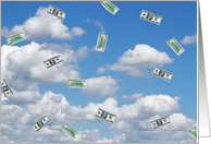 Money floating in the sky card