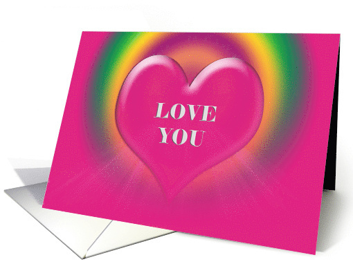 Neon Pink Heart on Rainbow for Love and Romance card (369935)