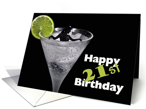Dancing Girl in Cocktail on Black for 21st Birthday card (374155)