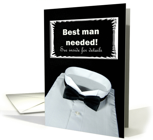 Best Man request-tuxedo shirt with black bow tie card (390869)