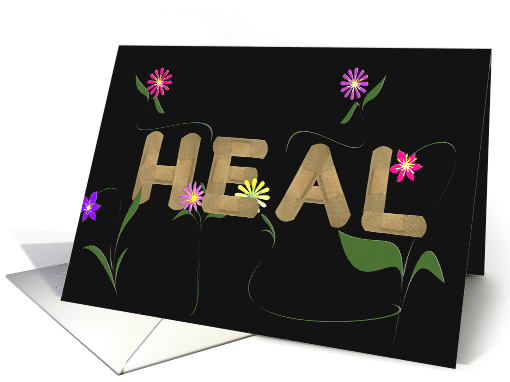 Get Well Soon Bandage with Flowers On Black card (433553)