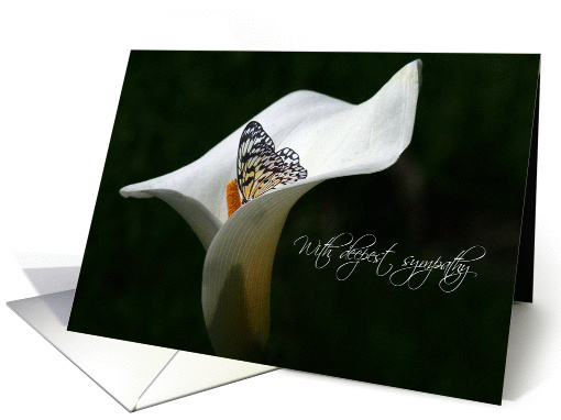 deepest sympathy with butterfly in white calla lily card (437865)