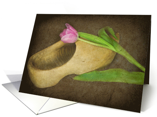 Pink Tulip On Dutch Wooden Shoe card (444482)