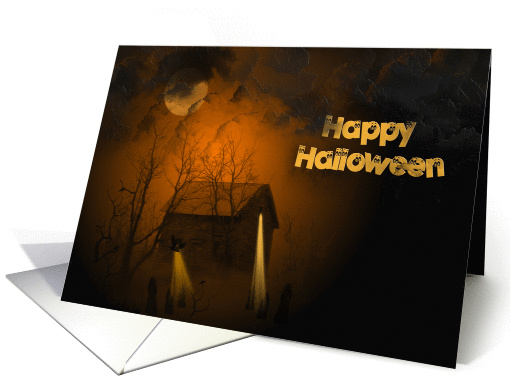 Halloween haunted house in the woods card (490148)