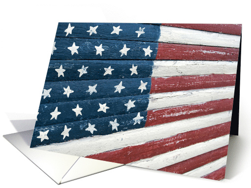 American Flag Painted On Rustic Wood For Veterans Day card (501217)