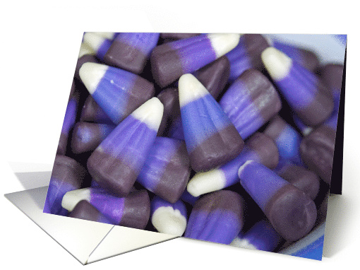 Halloween purple and black candy corn card (505745)