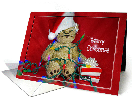 Christmas lights with teddy bear and gifts card (526398)