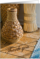 Wicker Vase on Wood Floor in a Sunny Corner card