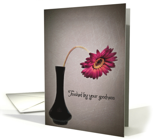 Thank You drooping daisy in black vase on textured background card