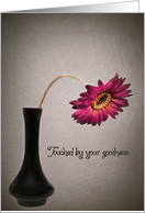 Thank You drooping daisy in black vase on textured background card