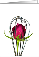 Birthday-red rose in wire whisk card