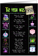 1950 Birthday fun facts on black with confetti card