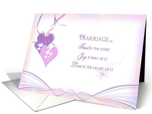 wedding congratulations pastel pink and purple hearts card (569081)