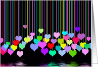 Birthday-colorful hearts with reflection card