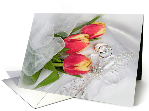 Wedding Rings and Tulips on Bridal Pillow card (575696)