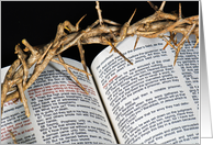 Easter crown of thorns on Holy Bible card