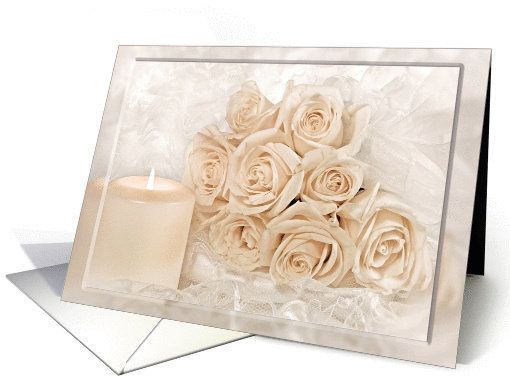 Congratulations-rose bouquet with candle and lace card (587741)