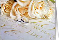 Wedding Congratulations-white roses and wedding rings card