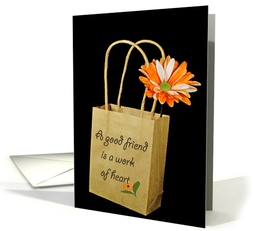 Orange Daisy in Brown Paper Bag for Friend card (604452)