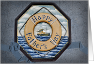 Father’ Day, life ring with old ship painting card