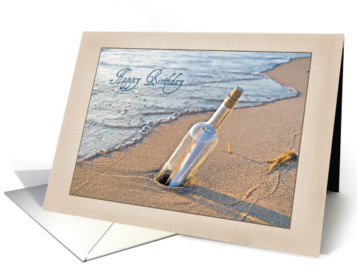 Birthday Message In a Bottle In Beach Sand card (613840)